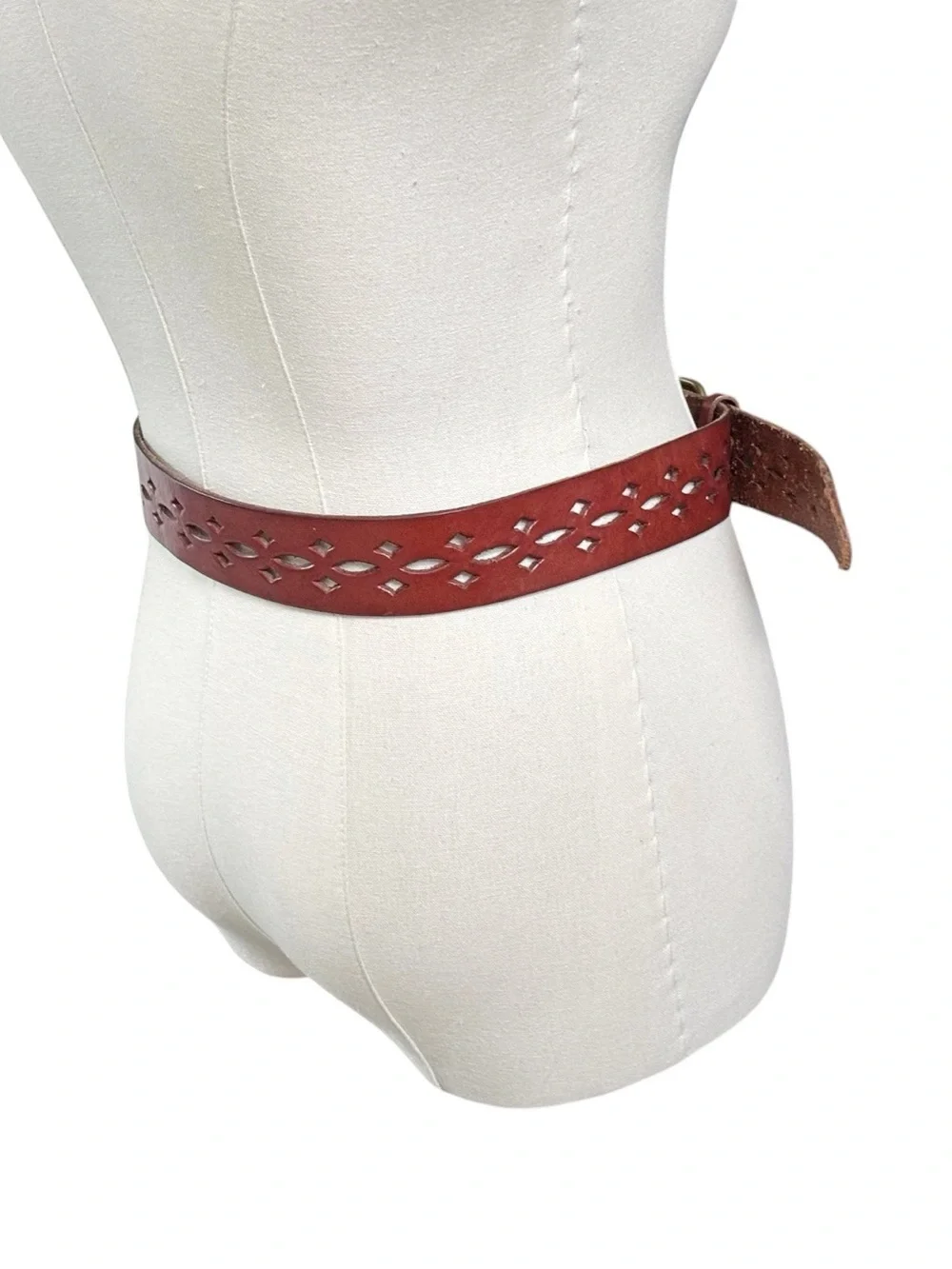 J. crew vintage hand made in England cut out design leather belt solid brass | S
